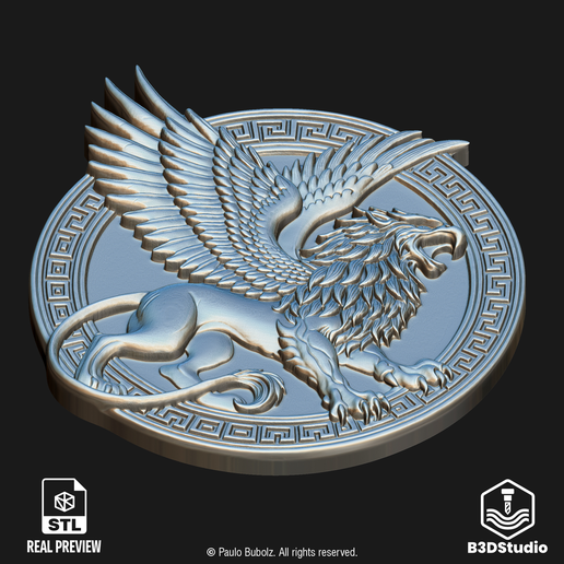 45.png Griffin Relief pour CNC Laser et impression 3D Fichier STL et 4K Grayscale TIF - Modèle 3D très détaillé