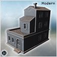 8.jpg Multi-level structure with tiled roofs, protruding wings and arched double entrances (78) - Modern WW2 WW1 World War Diaroma Wargaming RPG Mini Hobby
