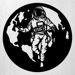 Imagen1-PLANETA-Y-ASTRONAUTA.png Archivo STL ASTRONAUTA EN PLANETA TIERRA ARTE DE PARED DECORACION 2D・Modelo de impresora 3D para descargar