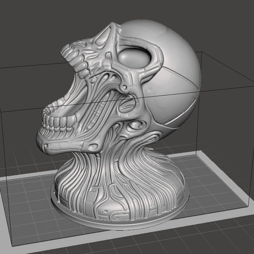 Screenshot-2026-06-27-220325.png Biomechanical Skull Bust STL | Cyberpunk Robot Skull | Sci-Fi Horror Statue | FDM & Resin Printable