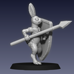 Rabbitfolk-FreeSample.png Free STL file Rabbitfolk spearman (32mm scale)・Model to download and 3D print