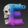 Skull-Themed-E-Letter-Keychain-3D-Print-File-1.jpg Skull-Themed "E" Letter Keychain 3D Print File