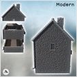3.jpg Modern house with tiled roof, stone walls and large garage door (5) - Modern WW2 WW1 World War Diaroma Wargaming RPG Mini Hobby