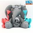 elephant-and-her-cute-children-02.jpg Cute mom elephant and her little elephants printed in place without supports