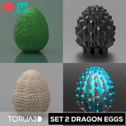 SET-2-DRAGON-Eggs.jpg STL-Datei Dracheneier - Set 2 vier Motive・Modell zum Herunterladen und 3D-Drucken