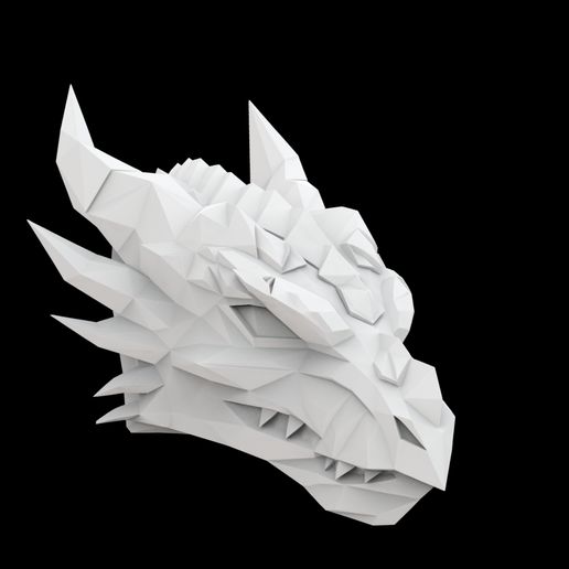 Low Poly Dragon Head 3D Print Model