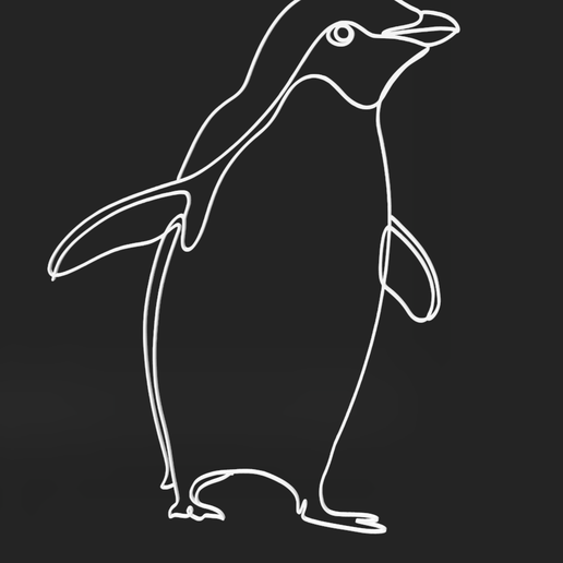 3d printed Adelie Penguin 2 line art