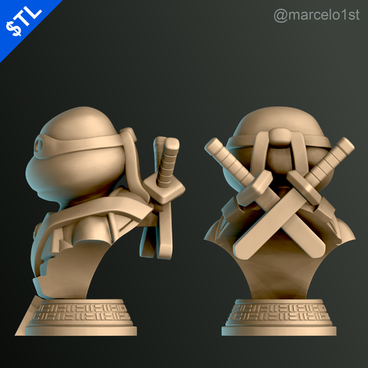 BUSTOS-FREE_02.png Turtle Warrior with Swords - Bust and a Container Base