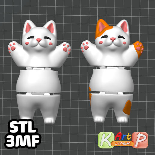 🐱 Flexi Cute Cat Articulated・ STL File for 3D printing・Cults