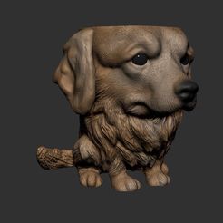 Golden-retriever.jpg STL-Datei Golden Retriever Hund funko Übertopf・Modell zum Herunterladen und 3D-Drucken