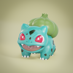 001-Bulbasaur.png STL-Datei 001 Bulbasaur・3D-druckbare Vorlage zum herunterladen