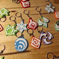 20230530_185750.jpg 3D file Genshin impact elements keychain / llaveros 7pcs・3D printer model to download