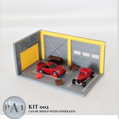 KIT-002.jpg Archivo STL Mini diorama de garaje para diecasts de escala 1/64 - Modelo 002・Design para impresora 3D para descargar