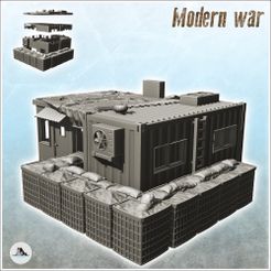 1-PREM.jpg STL file Fortified command post with hesco gabion and air conditioning (3) - Cold Era Modern Warfare Conflict World War 3 Afghanistan Iraq Yugoslavia・3D print object to download