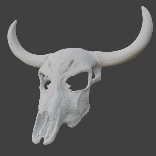 Realistic Longhorn Bull Skull Mask - Cosplay & Halloween 3D Model