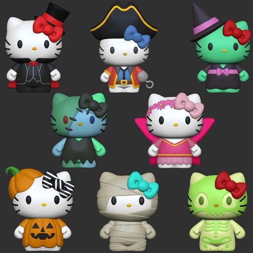 👋 hello kitty halloween collection - 8 figuras - vampiro pirata
