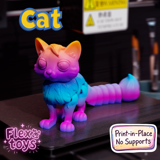 Flexi Cat Felix – Articulated 3D Printable Cat Toy (No Supports Needed)