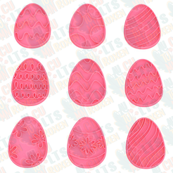 Easter-eggs-cookie-cutter-set-of-9.png Fichier 3D Jeu de 9 emporte-pièces pour oeufs de Pâques・Plan imprimable en 3D à télécharger
