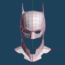 front-pov.png Archivo OBJ gratis The Batman 2022 Batman Capucha y Cuello POLY BAJO・Modelo para descargar y imprimir en 3D