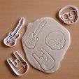 rock-3.jpg x3 Rock cookie cutters for dough and play - Guitar Fingers Skull