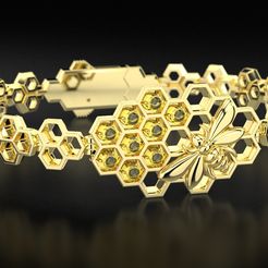 untitled.3052.jpg STL file Bracelet with honeycombs and a bee 687・Template to download and 3D print