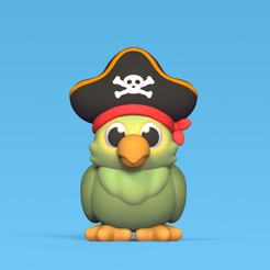 Cod1074-Pirate-Parrot-1.png Fichier 3D Perroquet pirate・Objet pour impression 3D à télécharger, Usagipan3DStudios