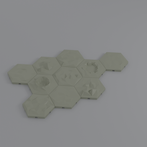 Losetas hex terreno rocoso low-poly / Rocky Hex Terrain Tiles