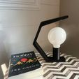 il_fullxfull.5091179971_onpi.jpg Modern Overhang Table Lamp | Minimalist | 3D Printed Lamp | Home and Office Decor | Desk Lamp | Table Decor |