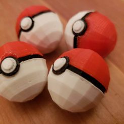 20190323_205436.jpg Fichier STL gratuit Low Poly Poké Ball (モンスターボール Monster Ball)・Objet pour imprimante 3D à télécharger