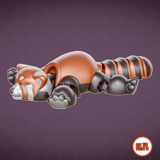 Blender_PrintInPlace_Articulated_Red_Panda_V04.jpg Artikulierter roter Panda mit Druck an Ort und Stelle