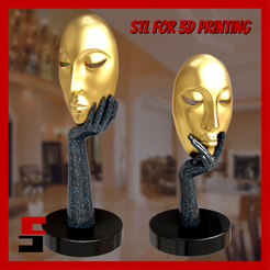 23.png 3D file Abstract Art Face Statue Masks Luxury Home Decor Thinker・Model to download and 3D print