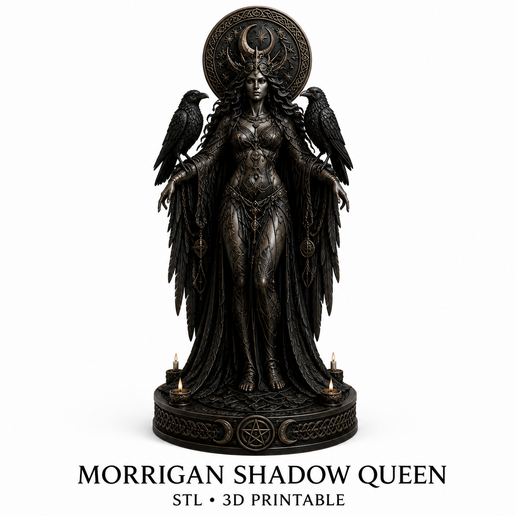 Morrigan Shadow Queen STL, Celtic Gothic Goddess