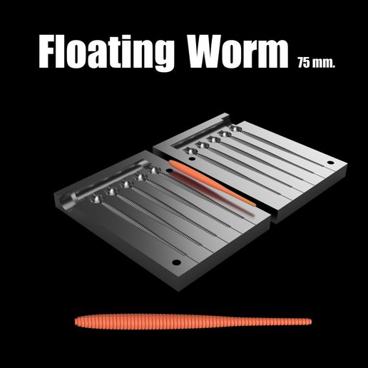 MOLD FLOATING WORM 75 mm. STL, STEP FILE FOR CNC AND 3D PRINT 3D model