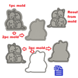 STL00738-5.png 1pc + 2pc + 3pc Cat sleeping on top of Dog Bath Bomb Mold