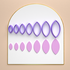 Presentacion-etsy-Frontal.png 3D file Polymer Clay Cutter Basic geometric shapes ALMOND in 7 Siza 2 version cut/eulitec.com/-cc-copyrighted-license・3D printer design to download