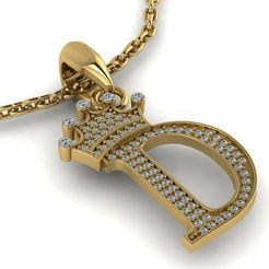 b.jpg COLLIER PENDENTIF COURONNE D LETTRE D TENDANCE MODÈLE IMPRIMABLE EN 3D
