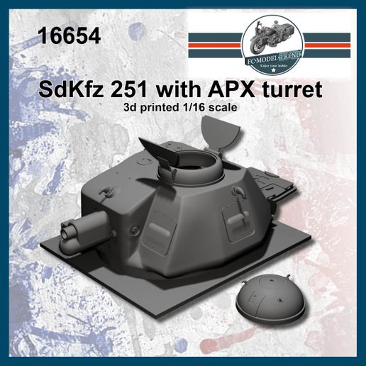 16654 SdKfz 251 with APX turret conversion 1/16 scale.
