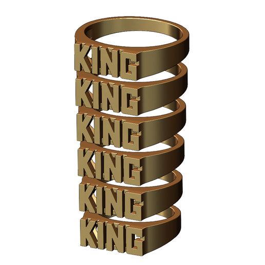 King rectangular name ring 3D print model - 3D model önizlemesi