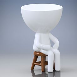 robertbanca2.jpg STL file Robert Pot sitting on a bench・3D printing idea to download