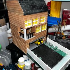 THDT-Painted.jpg STL file Townhome Dice Tower with Dice Jail/Bar area・3D printer design to download