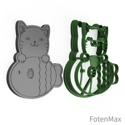 0002-Cat-with-fish.png Cat with fish Cookie Cutter 0002