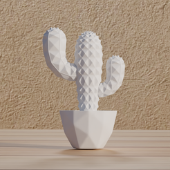 0001.png 3D file File : Polygon / vector cactus reproduction in digital format・3D printer model to download
