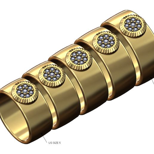 Diamond cluster bezel watch cigar band US sizes 5to9 3D print model 3D model