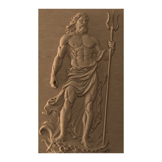 Poseidon – Relief STL for CNC Wood Carving & 3D Printing