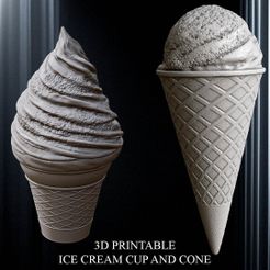 TWO-PACK-ICE-CULTS3D.jpg 3D PRINTABLE ICE CREAM CUP AND CONE
