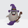 1.png Halloween Ghost Witch with Broom – Spooky Decor, Adorable Ghost Figurine, Witch Hat Collectible