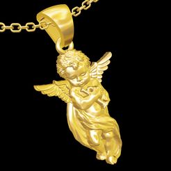 Baby-Angel-Trumpeter-pendant-jewelry-gold-necklace-medallion-3d-print-model-01.jpg Archivo STL Bebé Ángel Trompetero joyería collar de oro medallón modelo de impresión 3d・Diseño de impresora 3D para descargar, WorldModel2020