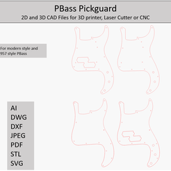 PBass-Selling.png Pbass Pickguard, Templates, 2D and 3D CAD Files