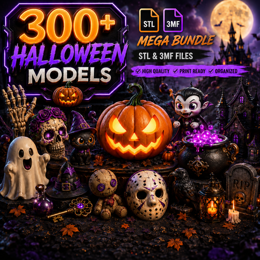 300+ Halloween STL & 3MF Mega Bundle – Spooky Decor, Masks, Figures, Fidget Toys & 3D Printable Models