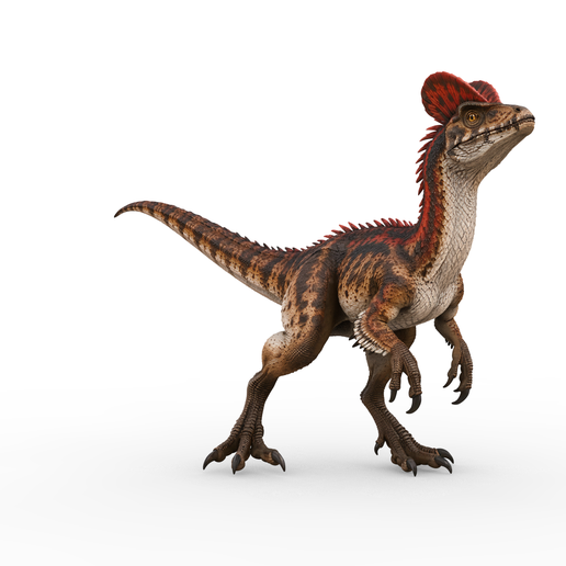 Dilophosaurus wetherilli Looking Up – Realistic Crested Jurassic Predator 3D Model